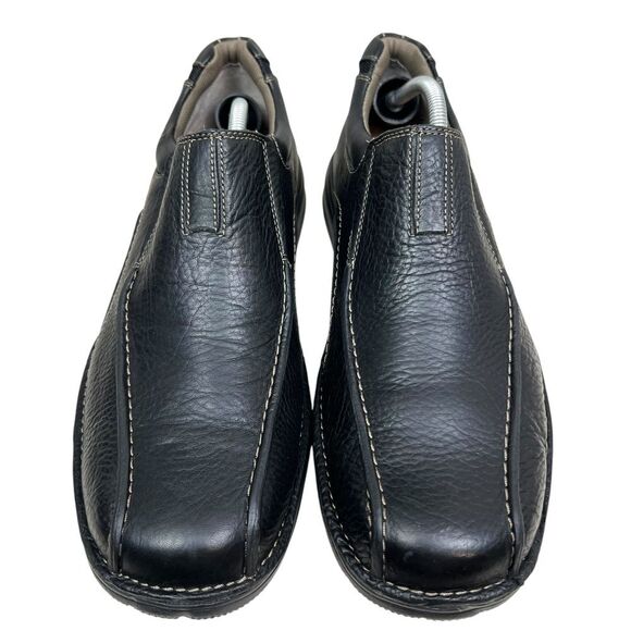 Clarks Mens Pickett Loafers Black Leather Slip On Bicycle Toe Size 11.5M - Picture 4 of 8